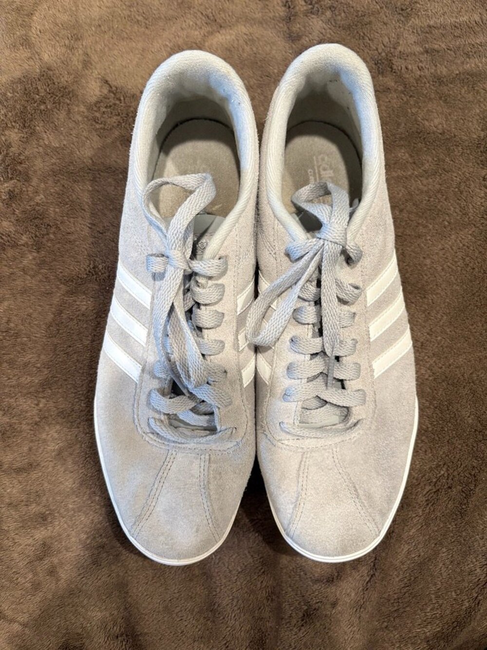 adidas VL Court 2.0 Suede Sneakers Light Grey / White - Women's Size 10